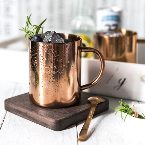 1 pcs 400ml Vintage Double-Laye Copper Mug Moscow Mule Durable Coppery Beer Mugs Coffee Mug Milk Cup Pure Copper Cup Drinkware
